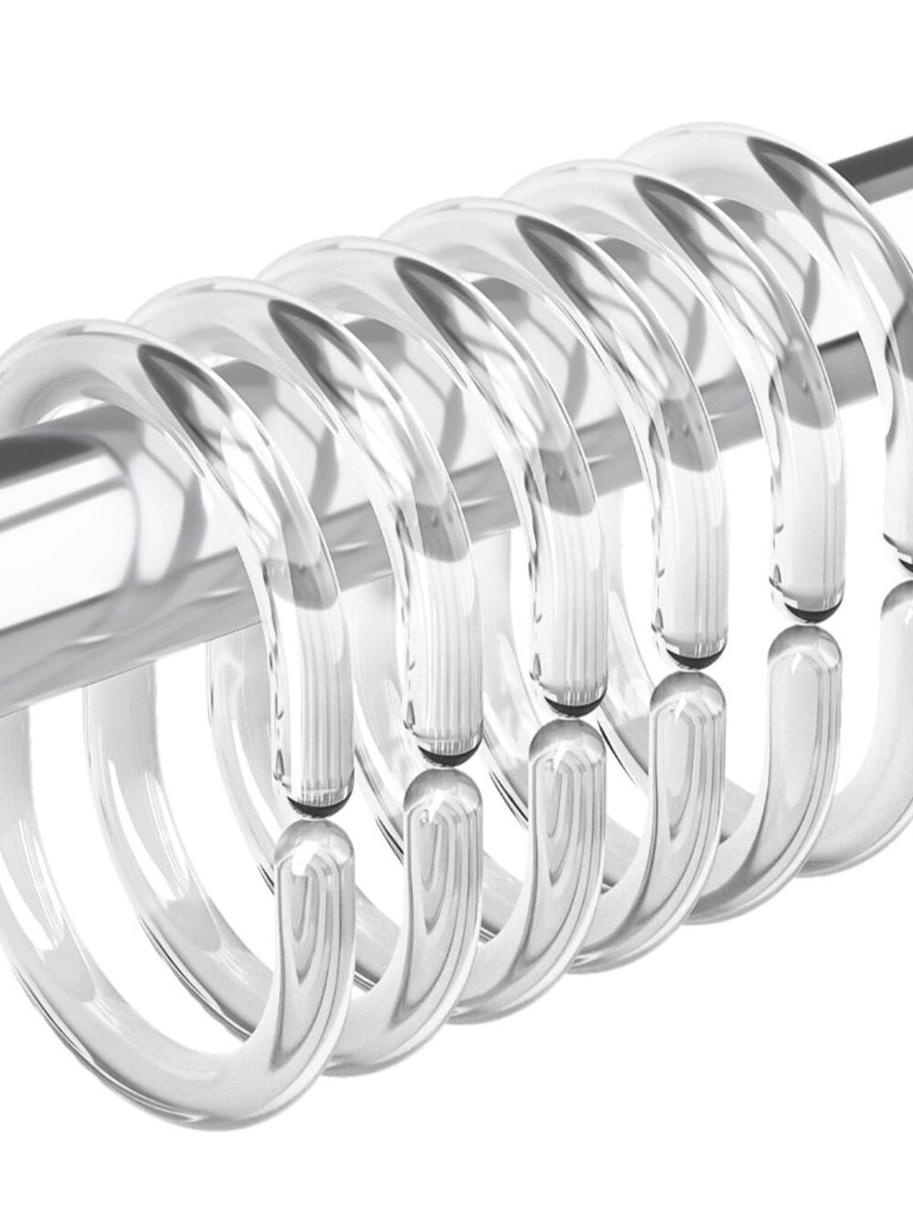 24 Pack Clear Plastic Shower Curtain Rings and Hooks - C Shaped for Bathroom Sho